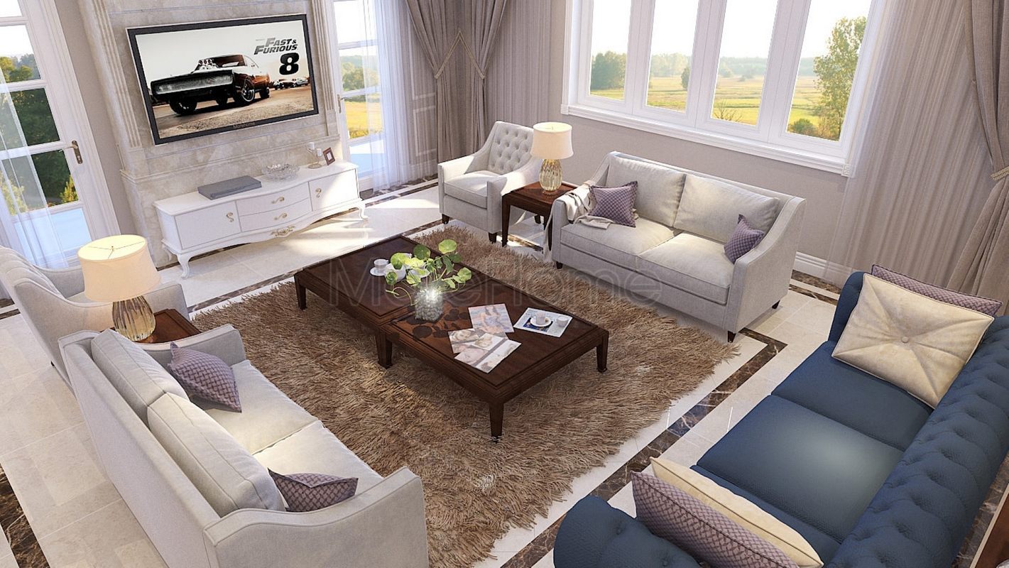 Thiết kế sofa phòng khách cổ điển - Vinhome RiverSide